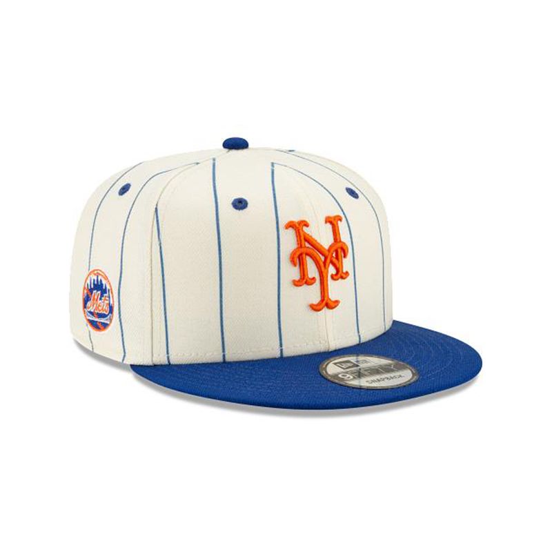 MLB New York Mets Pinstripe 9Fifty Snapback (RKS3396) - White New Era Caps